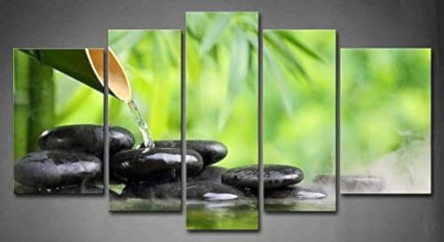 5 Panel Zen Wall Art Green Spa Still Life with Bamboo Painting The Picture Print On Canvas Botanical Pictures for Home Decoration