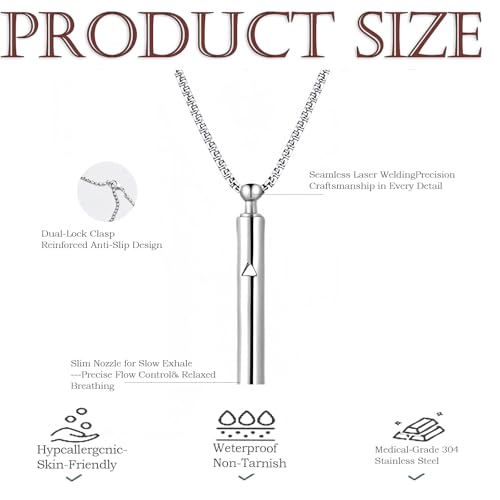 Anxiety Breathe Easy Necklace – Mindfulness Breathing Tool with Stainless Steel Pendant for Natural Calm, Stress Relief