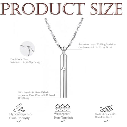 Anxiety Breathe Easy Necklace – Mindfulness Breathing Tool with Stainless Steel Pendant for Natural Calm, Stress Relief