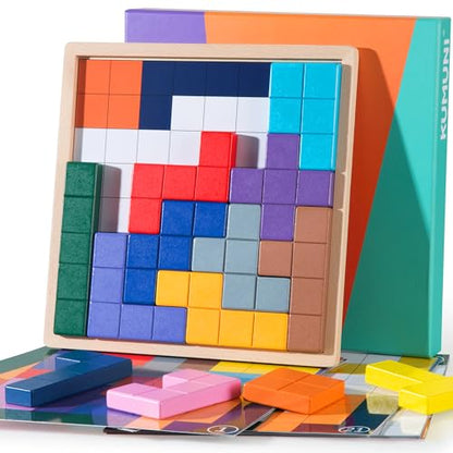 Dementia Products for Elderly, Wooden Tiles Matching Game with 40 Templates, Dementia Activities for Seniors, Easy Memory Games for Alzheimer's, Large Puzzle Pattern Blocks