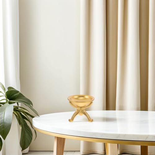 Ipetboom Gold Altar Offering Bowl Multi-function Decorative Wash Basin Resin Statue Hand-painted Copper Effect Religious Tabletop Decor for Worship Meditation and Holiday Memorial