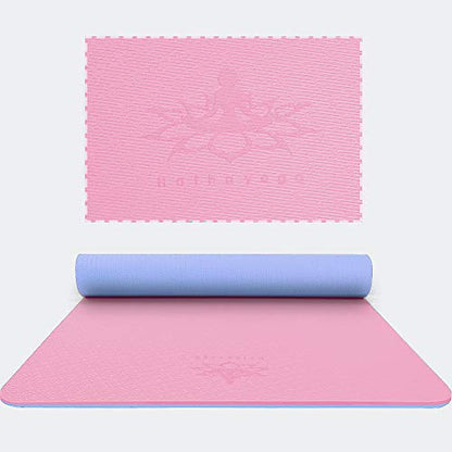 Hatha Yoga Extra Thick TPE Yoga Mat - 72"x 32" Thickness 1/2 Inch -Eco Friendly SGS Certified - With High Density Anti-Tear Exercise Bolster For Home Gym Travel & Floor Outside - color: Pink/Blue