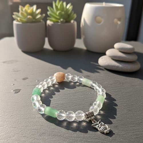 The Alchemist's Arcanum Adjustable Beaded Wrist Accessory for Men and Women, Stretch Fit Stone Bead Jewelry for Daily Wear and Gifting - color: Natural Green Aventurine