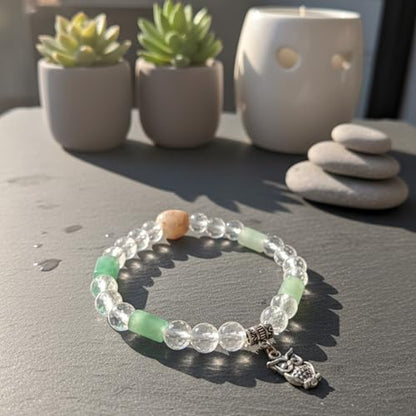 The Alchemist's Arcanum Adjustable Beaded Wrist Accessory for Men and Women, Stretch Fit Stone Bead Jewelry for Daily Wear and Gifting - color: Natural Green Aventurine