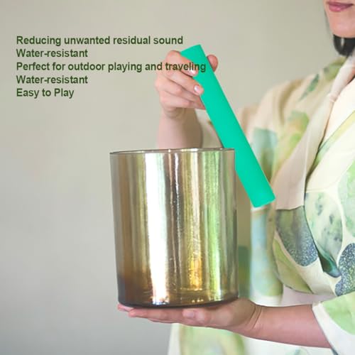Singing Bowl Mallet Hollow Acrylic Silicone Rubber Striker Mallet for Playing Quartz Crystal Singing Bowls with Bundle Pocket(Green) - color: Green