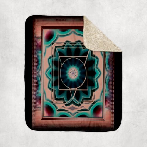 3dRose Mandala 9 Chakra Meditation Spirituality NewAge Pastel Power Energy Balance Peace Green Pink Sherpa Lined Blanket