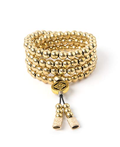 108 Destiny Nepal Prayer Full Metal Buddism Bead Mala Necklace (full brass)