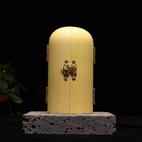 Ulalaza Boxwood Buddha Statue Solid Wood Carvings Carved Locker Box Sculpture Decoration - color: Style-9