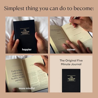 Intelligent Change The Five Minute Journal, Original Daily Gratitude Journal 2025, Reflection & Manifestation Journal for Mindfulness, Undated Daily Journal with Gold Foiling, Plastic-Free, Black - color: Bold Black