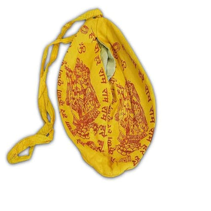 Lord Hare Krishna Gaumukhi Japa Mala Bag - Japamala Prayer Clothing Bag for Mantra Meditation - Krishna Prayer Puja Hindu Chant Yoga Meditation Hare Rama Cloth Hand Dyed Indian Yellow/Orange