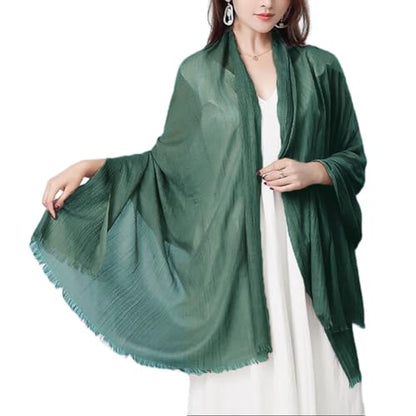Harewom Lightweight Gauze Linen Feeling Shawl Wraps for Women Beach Summer Scarf for Evening Wedding Dresses - color: Shawl Wraps - Green