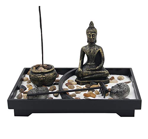 Buddha Zen Garden Tea Light Candle Holder Set (Meditation Buddha)