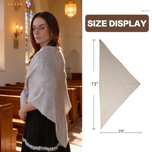Cashmere Blend Shawl Wraps for Women,Cashmere Poncho Pashmina for Women Travel Scarf for All-Season with Gift Box - color: Light Grey