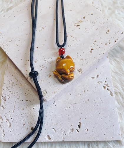 Crystal Pendant Necklaces Healing love Women's Men's choker Obsidian Tiger eye White Crystal Black Gold waterproof dainty Charm stackable statement Cute Stone necklace Unisex - style: Crystal Pendant TigerBFox