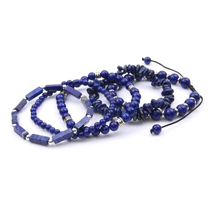 5Pcs Healing Crystal Bracelet for Women Men, Handmade Adjustable Gemstone Bracelets Beaded Reiki Energ Bracelet Set Jewelry Gifts for Women Men - color: Lapis lazuli