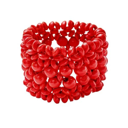 Bohemian Multicolor Bracelet Wooden Thick Coconut Shell Bracelet Natural Wood Beads Women's Stretch Bracelet