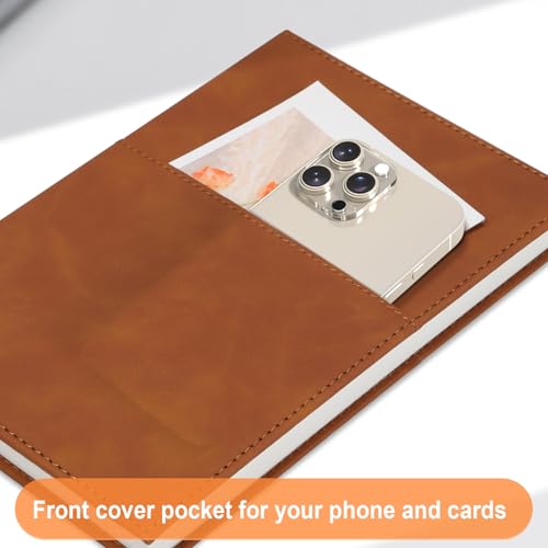 COMIX Lined Journal for Men Women, 240 Pages 5.6" x 8.3" Journaling Notebook, A5, College Ruled, Hardcover Notebook for Work & Note Taking, Fits for Office School Home, Brown