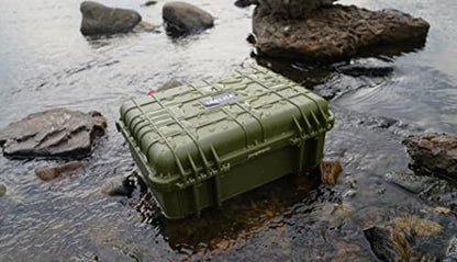 MEIJIA All Weather Portable IP67 Waterproof Protective Case, Hard Camera Case with customizable foam, Perfectly Protection of Camera, Drones,Pistols,Lens,Equipments,18.5 x14.06x6.93inches (Green) - color: Green