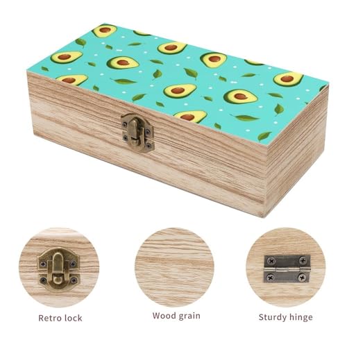 Rectangle Decorative Storage Box, Wooden Keepsake Organizer with Hinged Lid Avocado Green, Jewelry Memory for Birthday Office