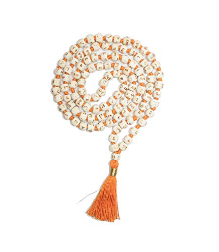 IS4A 8mm Tulsi Holy Basil |Hare Rama Hare Krishna |Japa Mala |Hindu Japa Mala |Tibetan Buddhist | Tulasi 108 + 1 Beads Necklace