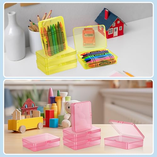 16 Pcs Plastic Crayon Box, Mini Plastic Storage Containers with Lid, 4.5x3.4 Inches Clear Rectangle Box Small Storage Boxes for Crafts, Jewelry Beads, Office Supplies (Blue) - color: Blue