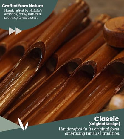 Classic Bamboo Wind Chimes - Outside Outdoor Wood Wooden Windchimes, Small, Handcrafted with Calming Deep Tones, Ideal Home Decor or Gift for Any Occasion - size: Small 35"