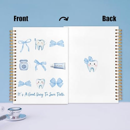 WUCHJ Dentist Gifts Notebook, Dental Hygienist Gifts Journal, Coquette Blue Bow Dental Spiral Notebook Journal for Note Taking, Dentist Office Supplies, 5.5x8.3 Inch - color: blue bow teeth dentist