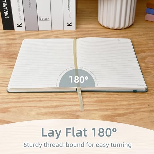 Lined Journal, 192 Pages, 5.7''x8.3'', 100 GSM Thick Paper, Hardcover Notebook for Work, Journaling Notebooks for Men, Women, Green