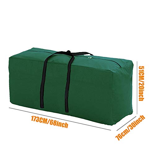 Outdoor Patio Furniture Seat Cushions Storage Bag with Zipper and Handles 68x30x20 Inches Waterproof