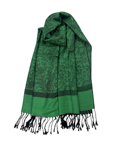 Pashmina Shawl Wrap for Women Soft Lightweight Multi-Purpose Scarf for Weddings, Parties & Casual Wear - color: Jacquard Green Black - Pl18103