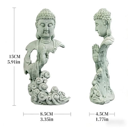 Meditation Buddha Statue, Sandstone Zen Sculpture for Aquarium Fish Tank, Garden, Home & Office Decor (Indoor/Outdoor) ﻿