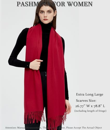 Pashmina Shawls and Wraps Scarfs for Women Wedding Party Winter Warm Long Solid Color - color: Maroon