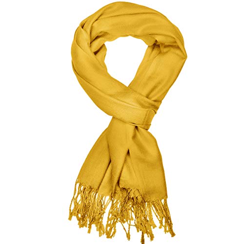 Falari Women's Soft Solid Color Pashmina Shawl Wrap Scarf, for Wedding, Bridesmaid Gifts, Evening Dress - color: Gold