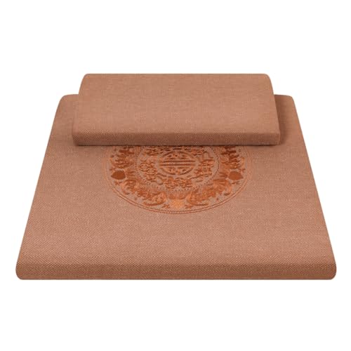 Square Meditation Cushion Mat Set with Washable Cotton Linen Cover, Larger Thick Yoga Mat Bolster Floor Pillows Seating for Adults Upgraded Meditation Accessories yellow-60 * 5cm - color: Yellow, size: 60*5cm