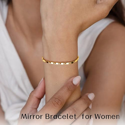 3mm Diamond Classic Tennis Bracelet for Women Dainty, Gold Jesus Cross Bracelets Trendy, 14K Gold Plated Heart/Evil Eye/Pearl/Starfish & Seashell Charm Bracelets for Women Bulk - style: Mirror-Gold