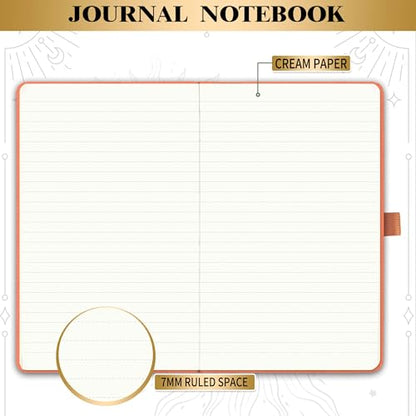 Artfan Ruled Notebook/Journal – Premium Thick Paper Classic Writing Notebook with Pocket + Page Dividers Gifts, Banded, Large, 128 Pages, Hard Cover, Lined (5.3" x 8.26") - Orange - color: Brown 1