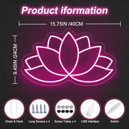 Lotus neon sign, Lotus led sign, Yoga Led Sign, Meditation Led Light, Exercise Room Wall Decor, Buddha Lotus, Pilates Studio Art Meditation Room Wall Art Yoga Lover Gift, Psychic Chakras Healing Exercise - color: Lotus