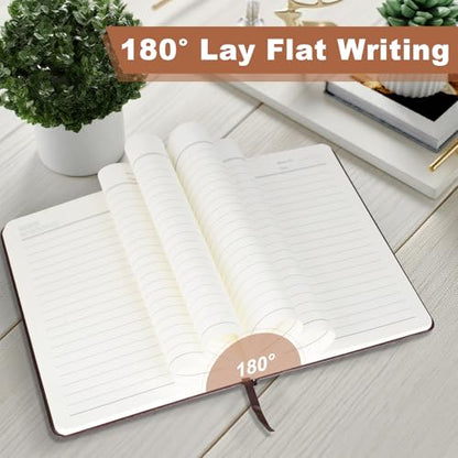 Journal for Women Men, Lined Journaling Notebooks A5 5.7X 8.3 in, Hardcover Leather Journal Diary 160 Pages, Journals for Writing, Travel, Business, Home & School (Black) - color: Black