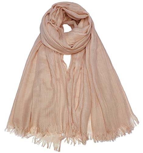 Women Summer Scarfs Lightweight Large Long Gauze Shawl Linen Beach Wrap Plain 75”×43” - color: Power Pink