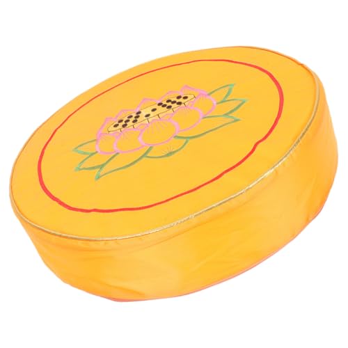 COHEALI Meditation Floor Cushion Buckwheat Sitting Pillow Thick Yellow Floral Seat Cushion for Zen Practice and Worship, Small Size Floor Seat for Home and Yoga