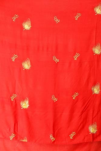 Exotic India Radhe Prayer Shawl with Embroidered Peacock Feather - PolyCotton - color: Bittersweet