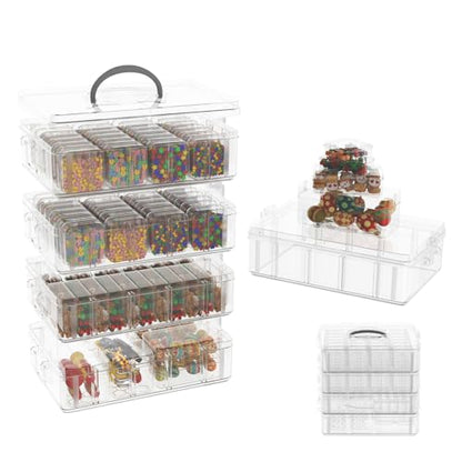 Bead Organizer Box, 84 Pcs Small Plastic Containers with Lids, 4-Tier Stackable Storage Box, Clear Organizers for Jewelry Toys Craft Storage - style: 4 Tier coffret