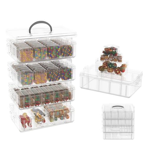 Bead Organizer Box, 84 Pcs Small Plastic Containers with Lids, 4-Tier Stackable Storage Box, Clear Organizers for Jewelry Toys Craft Storage - style: 4 Tier coffret