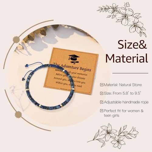 Thank You Gifts for Women: Teacher Appreciation Office Gifts for Coworkers Employee Boss Lady Manager Colleague Natural Stone Bracelet - color: LAZHULI-Begin