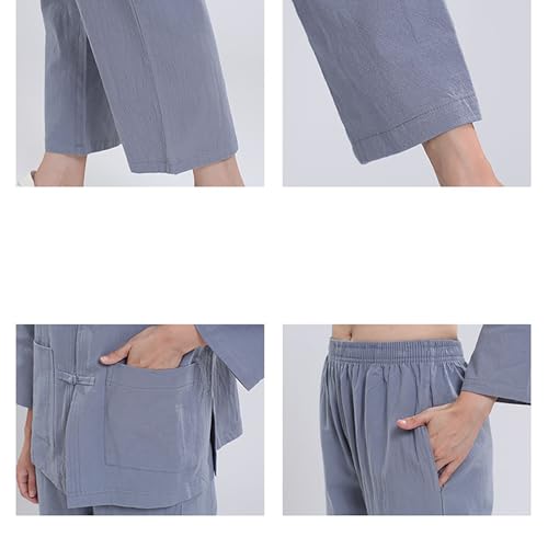 Meditation Clothing,Lay Buddhist Clothes for Women Buddhist Meditation Clothes Unisex Retro Buddhist Clothes Summer - color: Khaki, size: X-Large