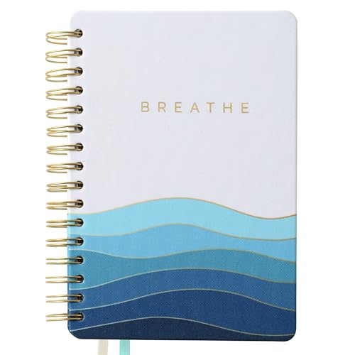 90-Day Guided Mental Health Journal for Anxiety, Mindfulness & Emotional Wellness – Daily Prompts for Self-Care, Self-Reflection, Calm, Stress Relief & Inner Strength (5.9" x 8.7" Spiral Bound) - color: Turquoise, Blue, White