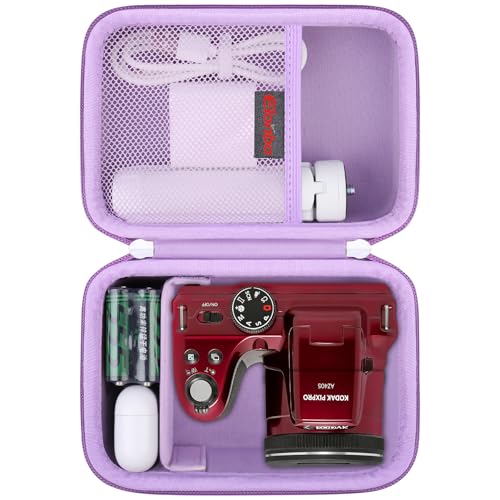 Elonbo Carrying Case for KODAK PIXPRO AZ528/ AZ255/ AZ405/ AZ425/ AZ401 Digital Camera, Kodak PIXPRO Astro Zoom Vlogging Camera Hard Travel Storage Bag, Mesh Pocket fits Battery Cable, Purple - color: Purple