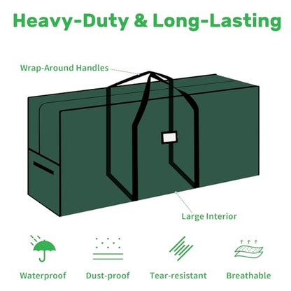 Large Christmas Tree Storage Bag 7.5 ft, 600D Oxford Fabric Heavy Duty Christmas Tree Container, Waterproof Xmas Artificial Tree Storage Box with Reinforced Handles and Dual Zippers, Green
