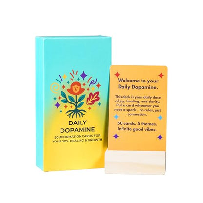 Daily Dopamine Affirmation Cards. 50 Positive Affirmation Cards for Women with Display Stan. Daily Motivational and Mindful Gift for Teens, Girls & Gen Z