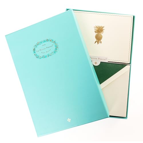 Graphique Pineapple Designer Cards Luxe Collection, Gold Foil Embossed Stationery Boxed Set, 10 Blank Cards with 11 Envelopes, All Occasion Greetings, 5.25" x 3.8" - color: Pineapple